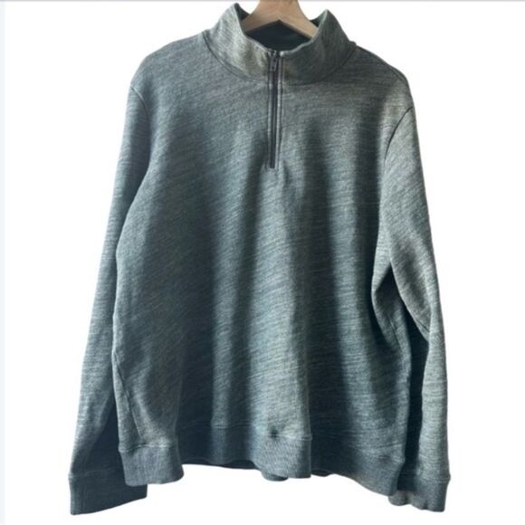 Brooklyn Industries Green sweatshirt XL half zip pullover distressed NWOT NEW - Picture 1 of 1